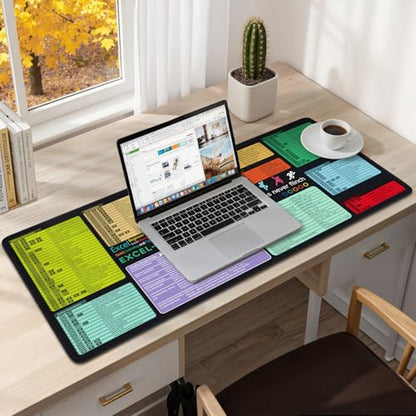 iCasso Excel Cheat Sheet Desk Pad Mat with Excel for Dummies 2025 Book - color: Black