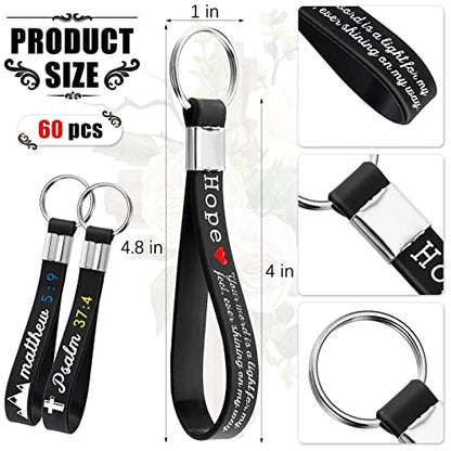 Sureio 60 Pcs Christian Bible Keychains