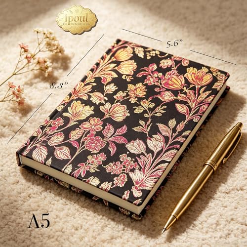 ipoul Women's Journal, Floral, Hardcover, Lay Flat, A5, 6x8, Lined Paper, Ruled Page, Cute Notebook, Prayer Journal, Birthday Gifts for Mom, Grandma, Female Friend, Wife, Writing Notebook, Red - color: Blossom Magenta