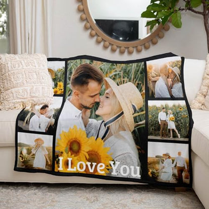 inkArts Custom Blanket with Photo, Personalized Blanket, Customized Photo Blankets, Customizable Picture Blankets, Personalized Anniversary Couple Gifts for Women Men Her Him Girlfriend Boyfriend - color: 7 Photos