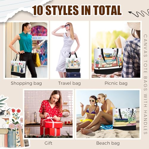 10 Pcs Book Lover Tote Bag Bulk Bookish Librarian Reader Gift, Classic - style: Classic
