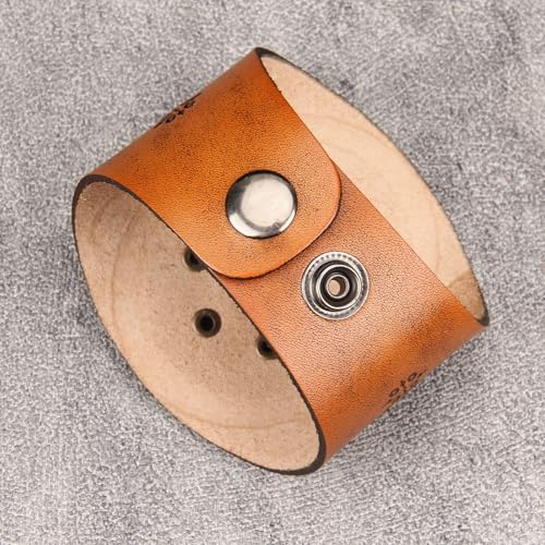 GelConnie Punk Leather Cuff Bracelet Adjustable Straps Wrap Bracelets Arm Armor Cuff Gothic Leather Wristbands for Men, Women - color: MLPB106-Brown
