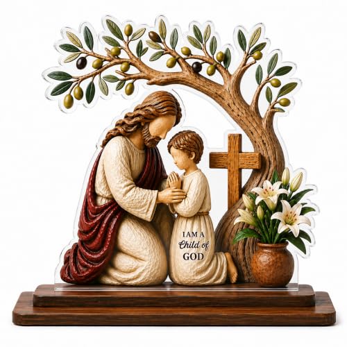 Confirmation Gifts for Boys, Jesus and Child of God Wooden Acrylic Plaque - color: kat-kien-child of god - boy