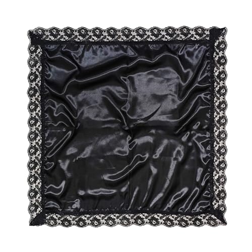 26'' lap scarf silk feeling fabric lap scarves with lace trims lap handkerchief lap covers lap skirts for women in church - color: Black