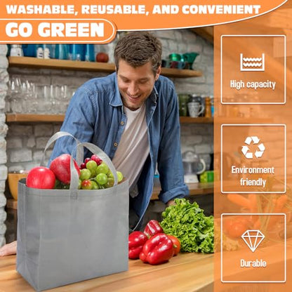 Windyun Reusable Grocery Bags Non Woven with Handles - color: Dark Gray