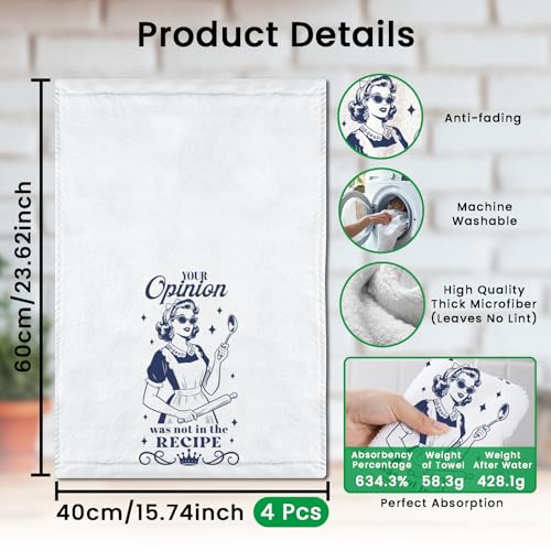 CUTHOLLOW 4Pcs Housewife Baking Kitchen Towels Cute Tea Towels - color: Housewife Baking
