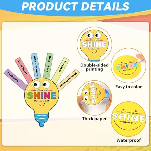 24 Sets and Bible VBS Crafts Jesus Religious Party Supplies Let Your Light Shine Handmade Christian Light Station Craft Kit for Church Exchange Gifts