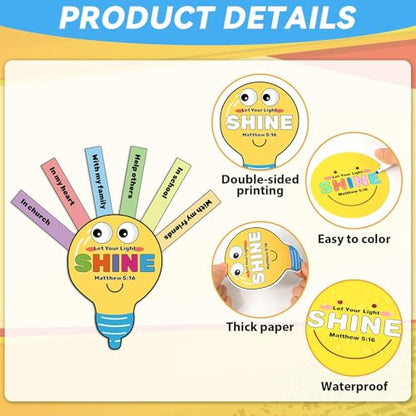 24 Sets and Bible VBS Crafts Jesus Religious Party Supplies Let Your Light Shine Handmade Christian Light Station Craft Kit for Church Exchange Gifts