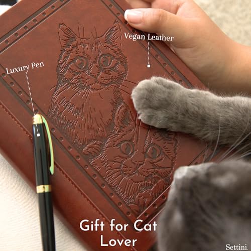 SETTINI® Vegan Leather Journal Gift Set with Pen 192 Pages, Cat - color: Cats