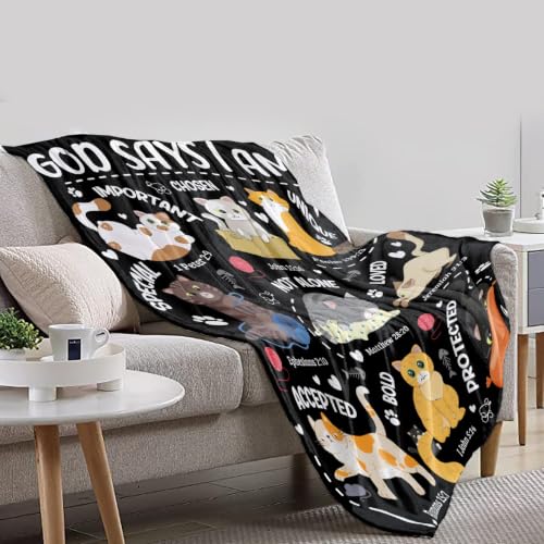 Cat Throw Blanket with Bible Verse,Thoughtful Christian Gifts - color: Bible-cat, size: 60"x80"