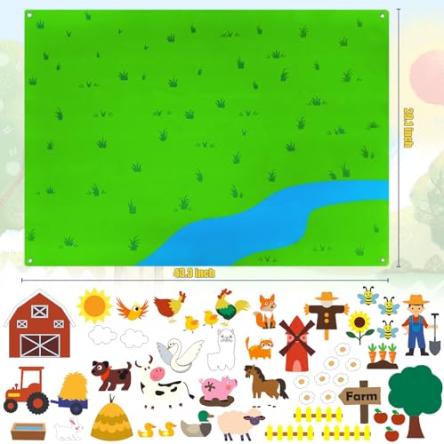 Farm Animals Felt Board Story Set, 3.6 Ft Wall Hanging Kit for Kids