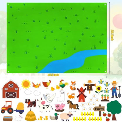 Farm Animals Felt Board Story Set, 3.6 Ft Wall Hanging Kit for Kids