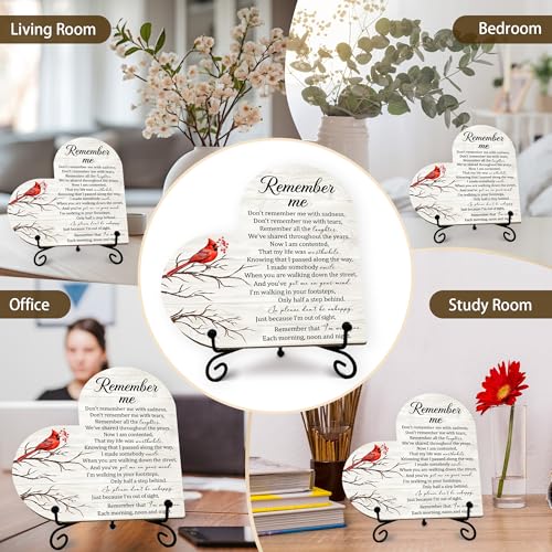 Sympathy Gifts for Loss of Loved One, Bereavement Memorial Funeral Grief Gift for Women, Wooden Heart Keepsake Remembrance of Mom Dad Family Member - E01 - color: Red Remember Me Cardinal