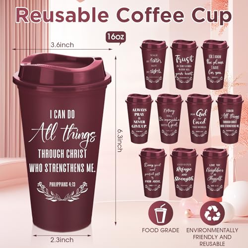 Skylety 20 Pack Christian Gifts Bulk 16oz Bible Verse Tumbler with Lids - color: Burgundy