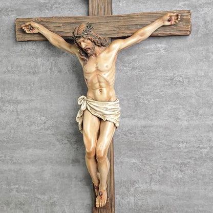 BC Catholic Crucifix Wall Cross, 20.75"H Large Jesus Cross for Wall - size: 20.8"L x 11.5"W