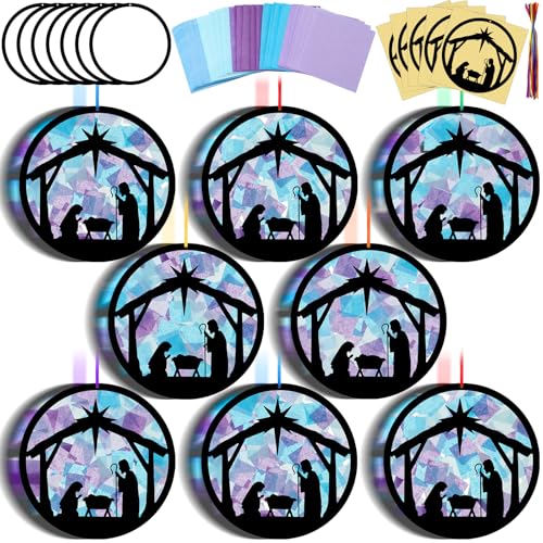 Eersida 32 Pcs Christmas a Suncatcher Craft Kit Stained Glass DIY - style: Christmas A