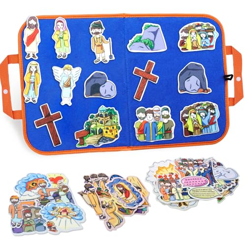 CHEFAN Resurrection Felt Board Bible Stories, 4 Story Sets for Kids - color: Jesus Resurrection & Other 3 Bible Stories Set