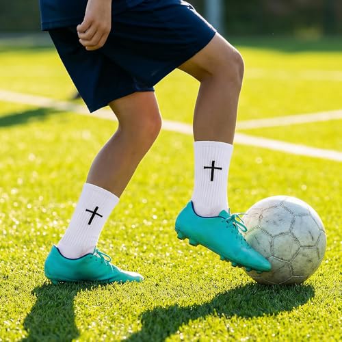 4/6 Pairs Christian Anti Slip Bible Verse Cross Print Socks - color: White 3:5
