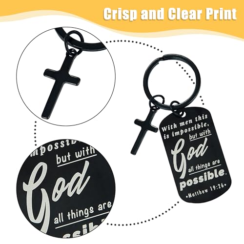 kilofly Christian Inspirational Bible Verse Keychain Gift Cross Charm - style: Faith-black-18