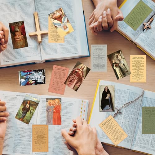 chiazllta 240 PCS Catholic Saint Prayer Cards Bulk Holy Prayer Cards for Peace Mass Devotional Bible Bookmarks 9×5 cm Assorted 40 Styles Inspirational Christian Religious Gifts for Women Men Kids