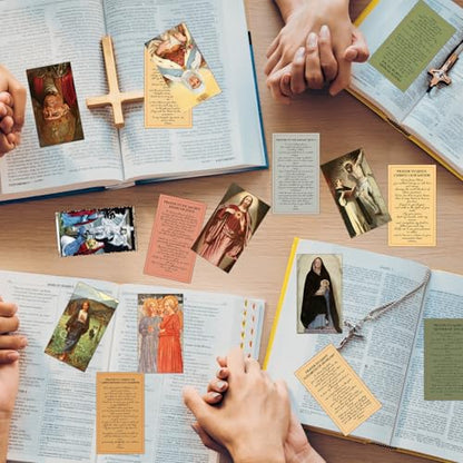 chiazllta 240 PCS Catholic Saint Prayer Cards Bulk Holy Prayer Cards for Peace Mass Devotional Bible Bookmarks 9×5 cm Assorted 40 Styles Inspirational Christian Religious Gifts for Women Men Kids