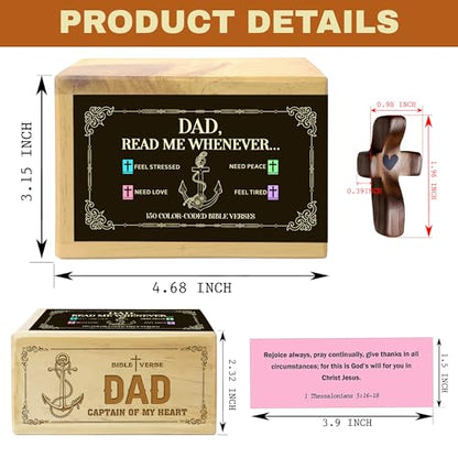 Personalized Dad Bible Verse Box with 150 Color-Coded Scripture Cards, Custom Name Prayer Box with Pocket Cross, Read Me Whenever Cards, Christian Gift for Dad, Christmas, Father's Day - color: Dad