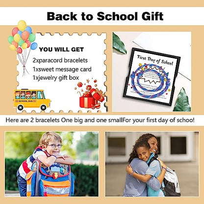 First Day of School Bracelets, Back to School Bracelets Mommy and Me - color: 2PCS Blue