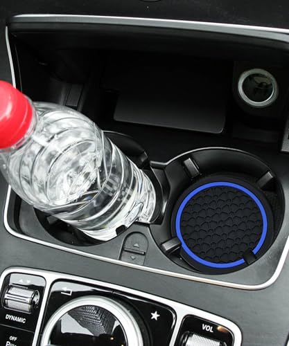 4PCS Car Coasters, Car Accessories Interior, 2.75 Inch Non-Slip Cup Holder Coasters for Most Vehicles (Black&Blue) - color: Black&blue