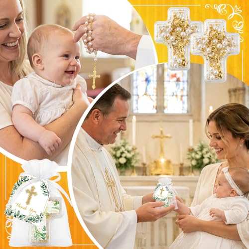 ANGOLIO Baptism Religious Gift Bulk, Bead Rosary Cross Necklaces