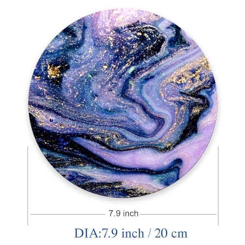 Mouse Pad, Purple Marble Pattern Mouse Pad, Washable Round Cloth Mousepad for Office Laptop, Non-Slip Rubber Base for Wireless Mouse for Computer Desk 7.9×7.9×0.12 inches - color: Purple Marble Pattern