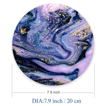 Mouse Pad, Purple Marble Pattern Mouse Pad, Washable Round Cloth Mousepad for Office Laptop, Non-Slip Rubber Base for Wireless Mouse for Computer Desk 7.9×7.9×0.12 inches - color: Purple Marble Pattern