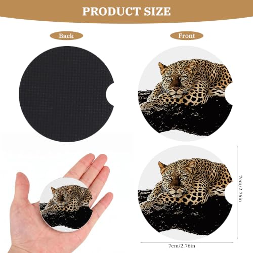 Black Leopard Car Coasters for Cup Holders, Absorbent Car Coaster for Women - color: Black Leopard