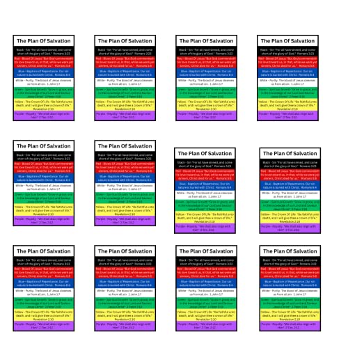100 Bulk Plan of Salvation Prayer Cards – 7 Colors Gospel Tracts Made in USA