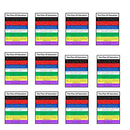 100 Bulk Plan of Salvation Prayer Cards – 7 Colors Gospel Tracts Made in USA