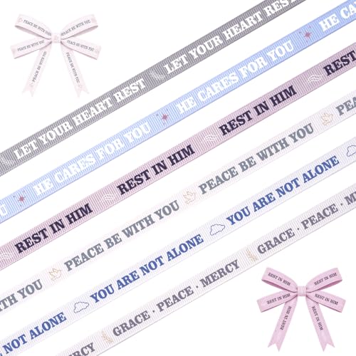 6 Rolls Bible Verse Ribbon, Grosgrain Religious Ribbon 3/8 Inch, Peace - color: Comfort