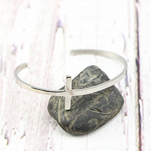 Memgift 𝐂𝐫𝐨𝐬𝐬 𝐁𝐫𝐚𝐜𝐞𝐥𝐞𝐭 Religious Cuff Bangle 𝐁𝐢𝐛𝐥𝐞 𝐕𝐞𝐫𝐬𝐞 Christian Gifts Jewelry for 𝐖𝐨𝐦𝐞𝐧 - style: Silver blank cross cuff