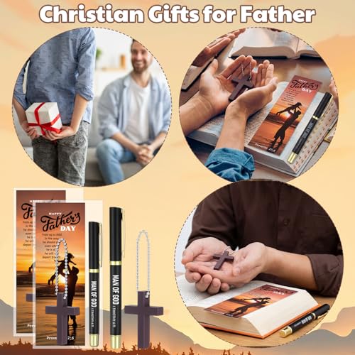 Motiskyy 24 Sets Man of God Bible Verse Pens with Bookmarks - style: Father Day
