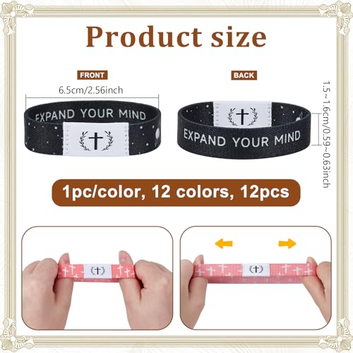 12Pcs Daily Bible Verse Bracelets for Women, Elastic Jesus Christian Bracelets Bulk with NFC Scan Inspirational Scripture Bracelet Christian Religious Easter Gifts for Women Men - style: Cross pattern