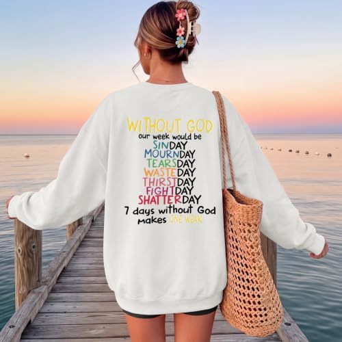 Christian Sweatshirts for Women God Jesus Sweatshirt Faith Bible Verse Crewneck Religious Inspirational Pullover Top - color: White, size: Small