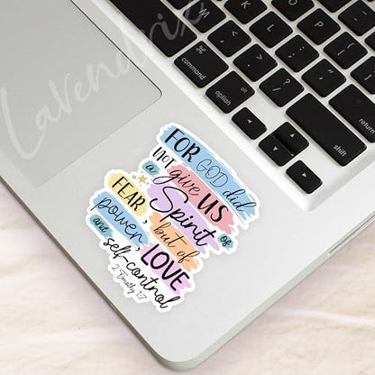 (3Pcs) for God Did Not Give Us A Spirit of Fear But of Power Love and Self-Control Inspirational Christian Sticker Bible Verse 2 Timothy 1:7 Vinyl Decal for Laptop Water Bottles Phone -Size 3x2.5