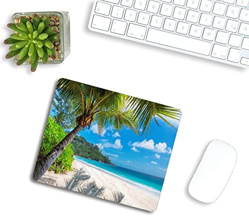 Sandy Beach with Palm and Turquoise sea Mouse Pad Non-Slip Rubber Base Gaming MousePads for Computers Laptop Office, Computer Mouse Pad for Wireless Mouse, 9.5"x7.9"x0.12" Inch(240mm x 200mm x 3mm) - color: TSP217