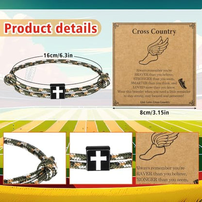 Tondiamo Cross Country Gift Bulk Runners Christian Cross Bracelets