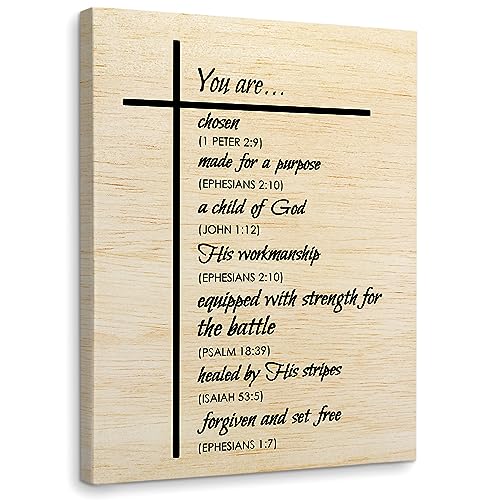 WODMIS Bible Verses Christian Wall Decor Framed Canvas Art - Scripture Religious Home Decorations for Living Room, Bedroom - Inspirational 11x14 Wall Art
