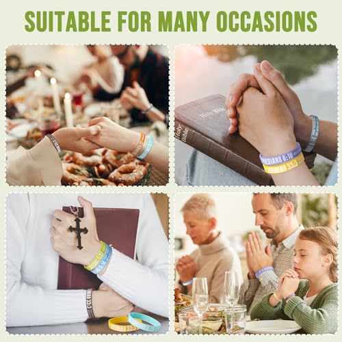 12 Pieces Bible Verse Bracelets Religious Silicone Wristbands