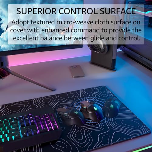 KTRIO Large Gaming Mouse Pad, 31.5 x 11.8 in, Black Topographic, XL - color: Black Topographic, size: 31.5l X 11.8w Inches