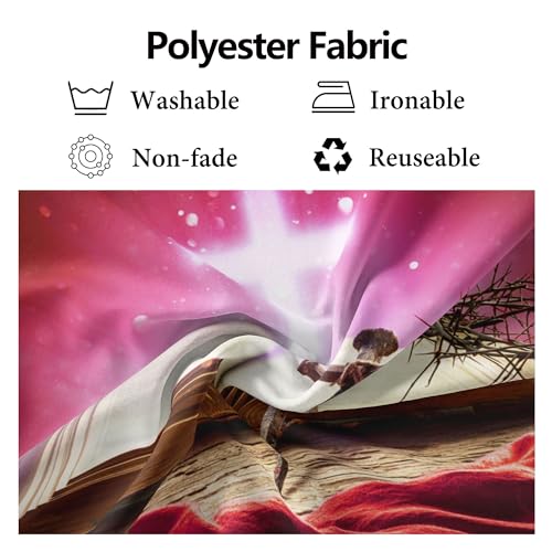 Fabric 15x8ft Jesus Crown of Thorns Backdrop Christian Cross Easter Resurrection Background for Religious Event Theme Party Decorations Lent Church Banners Crucifixion of Jesus Photo Props - size: 15x8ft