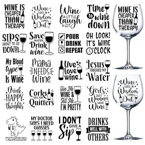 Rngmsi 20 Sheets Funny Wine Quotes UV DTF Cup Wrap, Cold UV DTF Stickers - style: Funny Wine Quotes