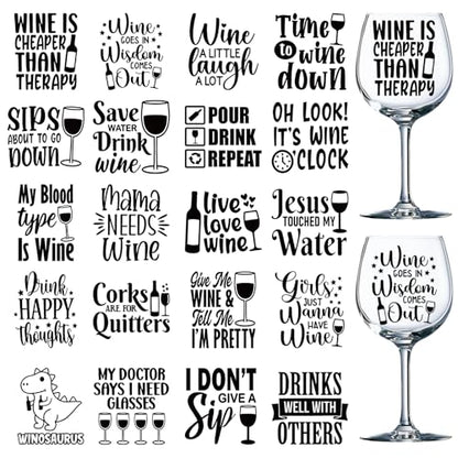Rngmsi 20 Sheets Funny Wine Quotes UV DTF Cup Wrap, Cold UV DTF Stickers - style: Funny Wine Quotes
