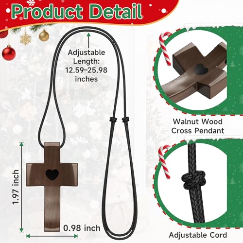 Wooden Cross Necklace, Cross Pendant for Stress Relief