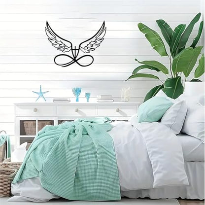 DUOOLN Angel Wings Metal Wall Decor Art, Abstract Butterfly Sculpture-Black - color: Black - Angel's Wings